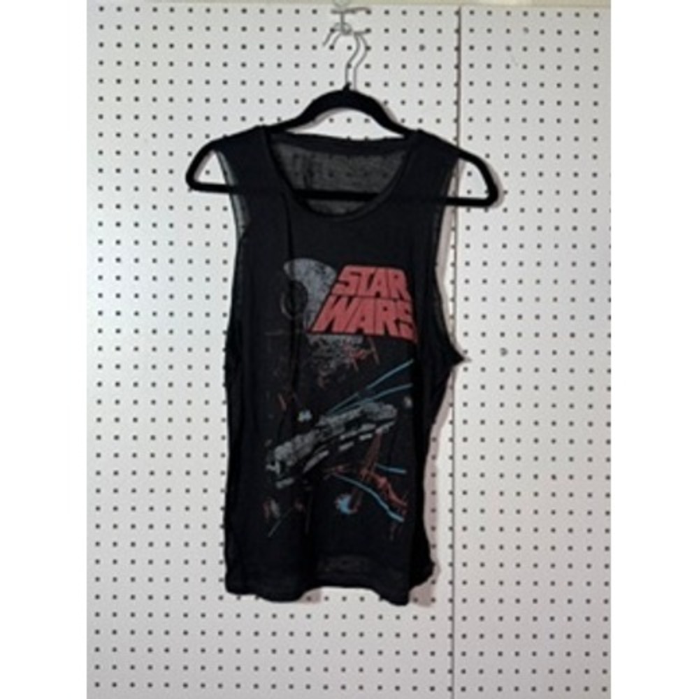 Star Wars Death Star Graphic Muscle Tank Top Black Sleeveless Shirt Small